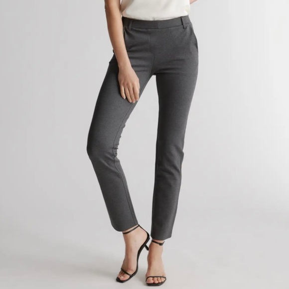 Quince Charcoal Gray Ponte Straight Leg Pull On Leggings Ankle Pants NWOT XS - Picture 1 of 10
